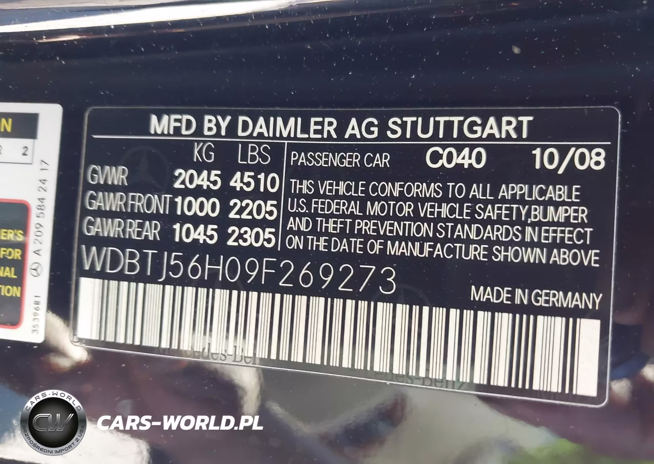 2009 Mercedes-Benz Clk 350 VIN:WDBTJ56H09F269273 - 9
