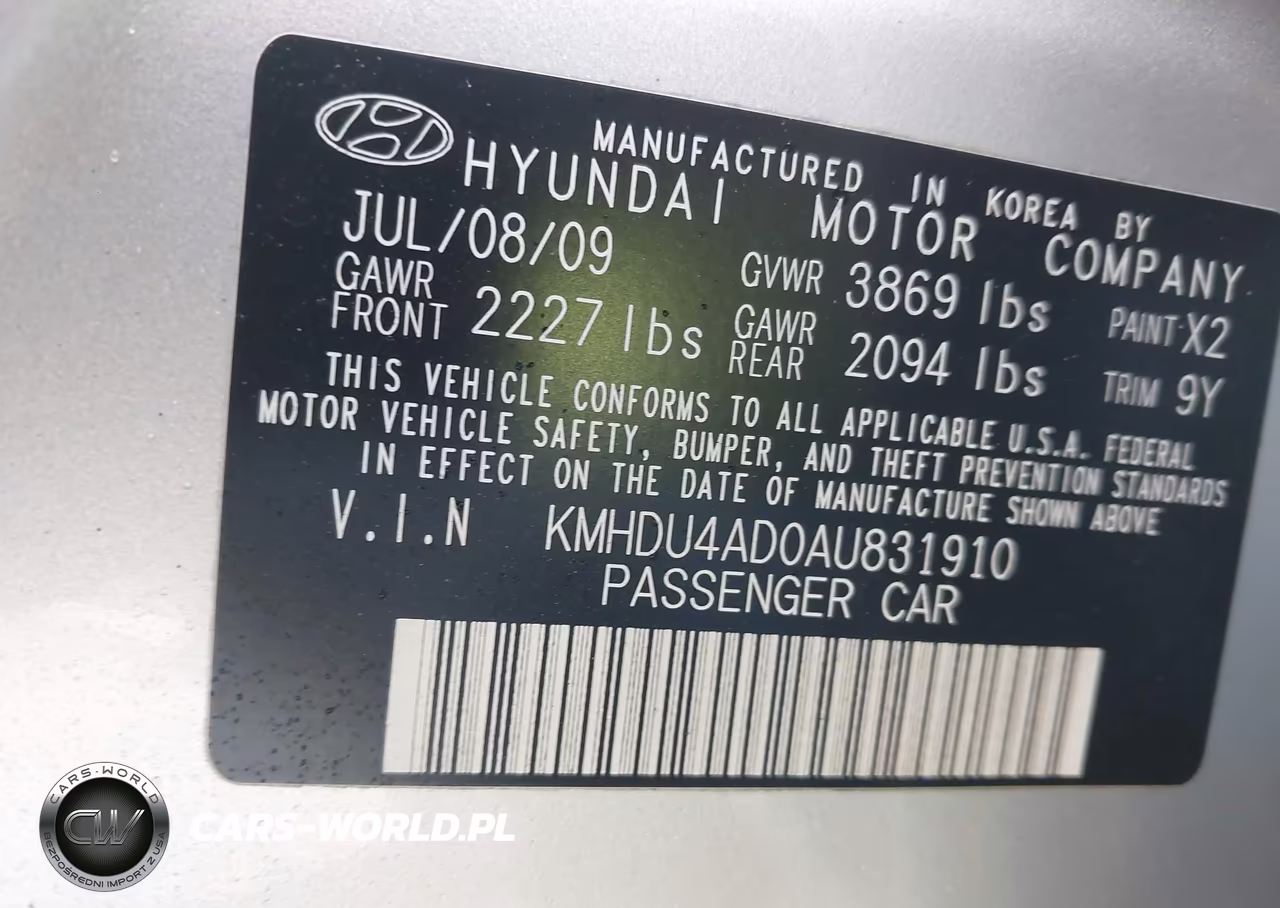 2010 Hyundai Elantra Se VIN:KMHDU4AD0AU831910 - 9