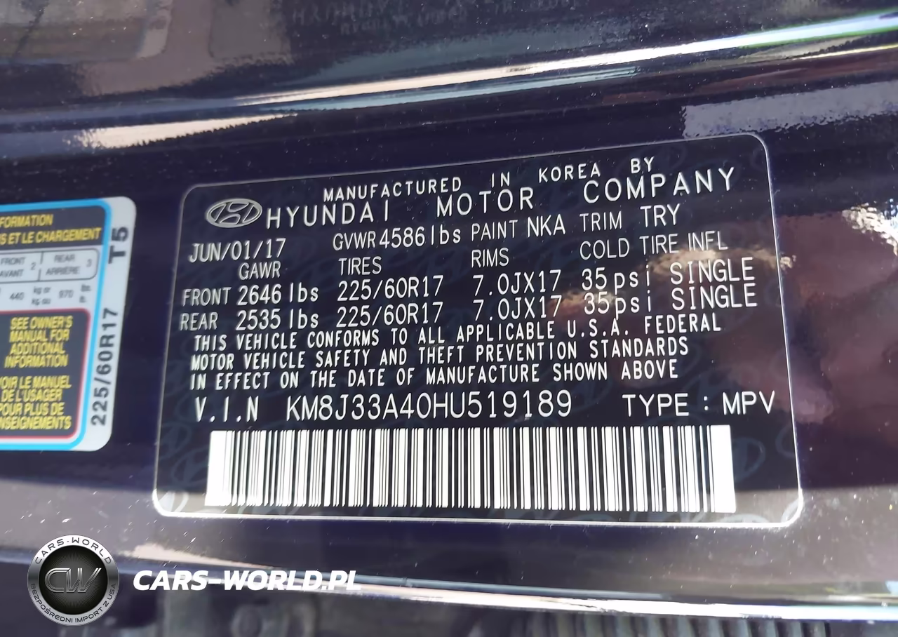 2017 Hyundai Tucson Se VIN:KM8J33A40HU519189 - 9