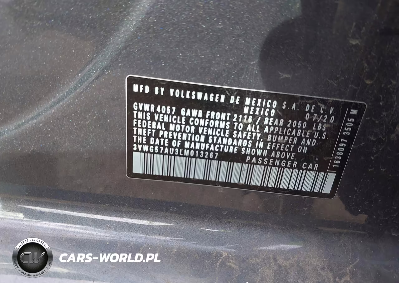 2020 Volkswagen Golf 1.4T Tsi VIN:3VWG57AU3LM013267 - 9