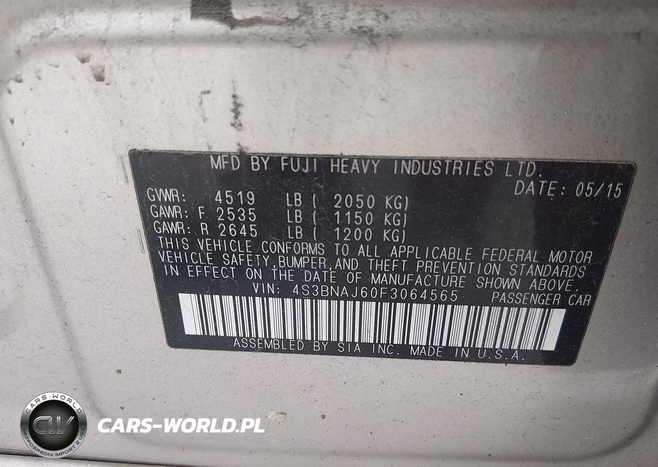 2015 Subaru Legacy 2.5I Limited VIN:4S3BNAJ60F3064565 - 9
