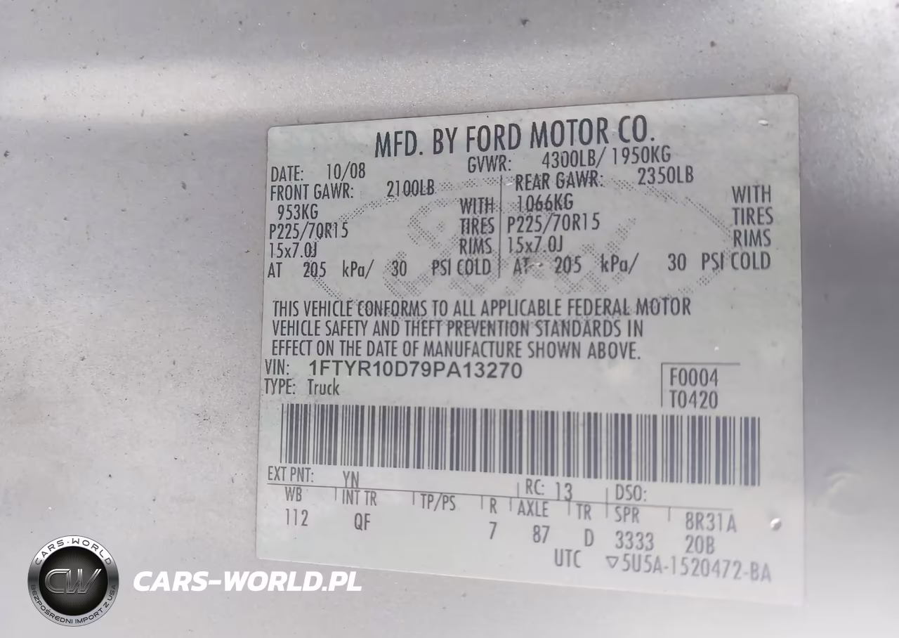 2009 Ford Ranger Sport-Xl-Xlt VIN:1FTYR10D79PA13270 - 9