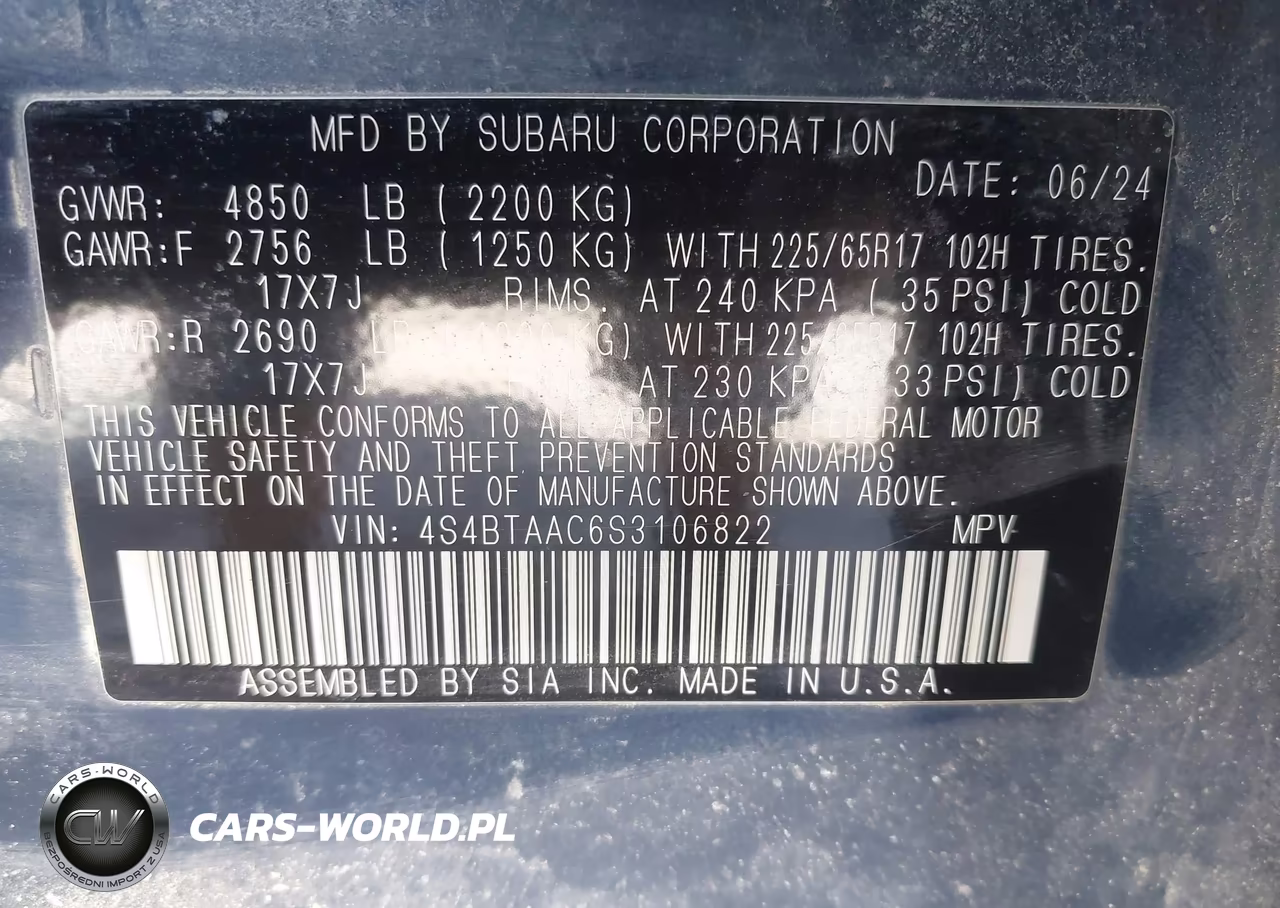 2025 Subaru Outback VIN:4S4BTAAC6S3106822 - 9