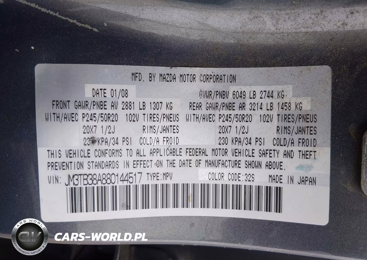 2008 Mazda Cx-9 Grand Touring VIN:JM3TB38A880144517 - 9