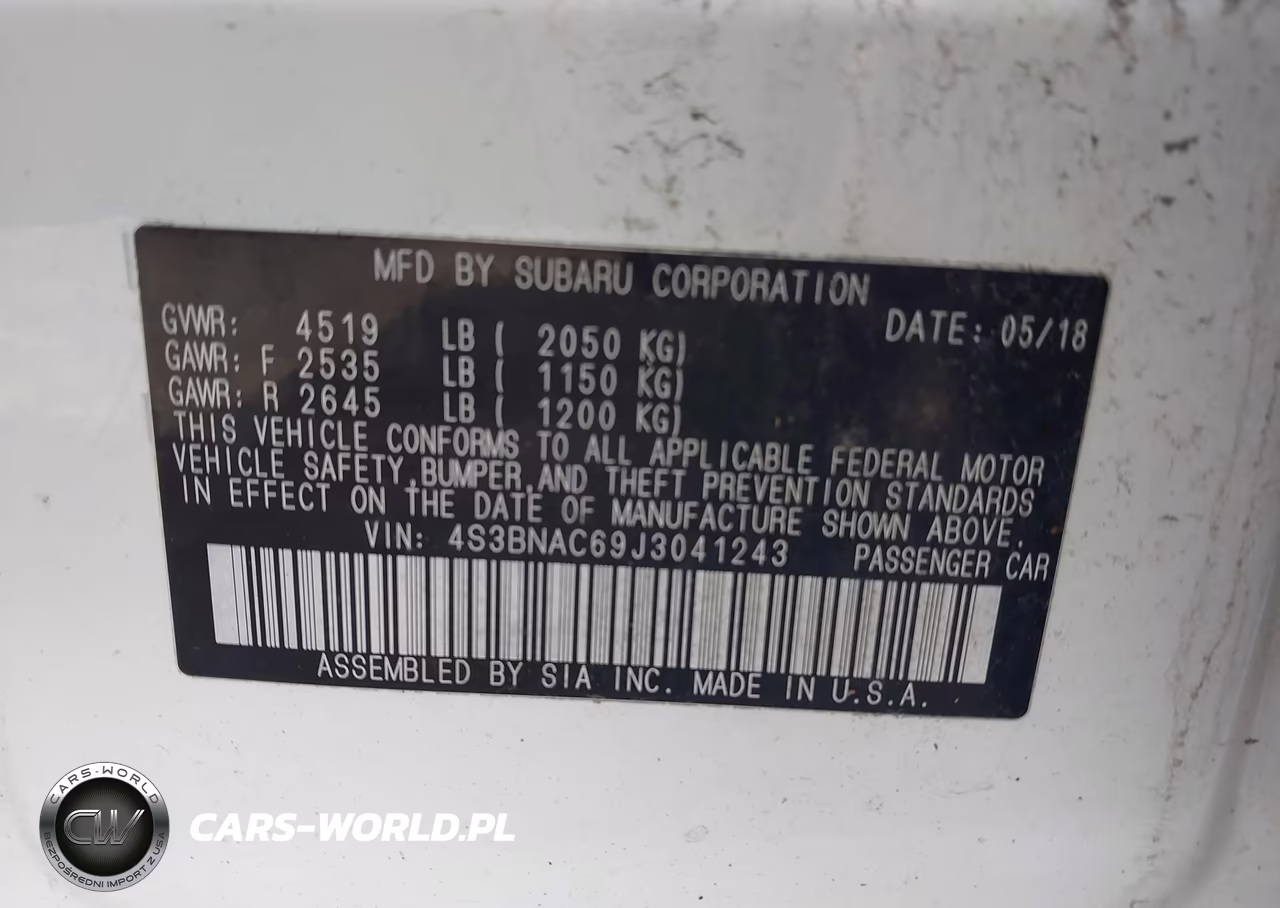 2018 Subaru Legacy 2.5I Premium VIN:4S3BNAC69J3041243 - 9