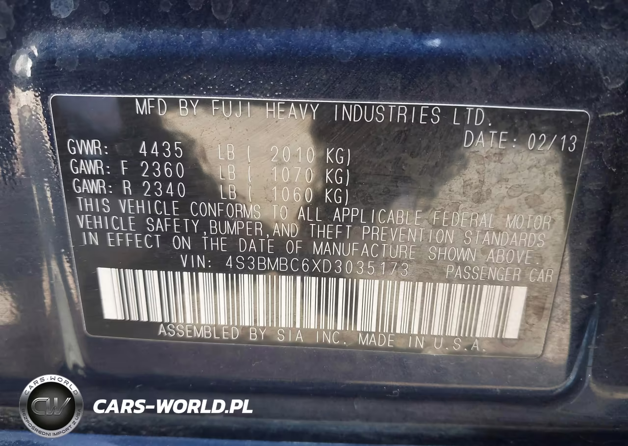 2013 Subaru Legacy 2.5I Premium VIN:4S3BMBC6XD3035173 - 9