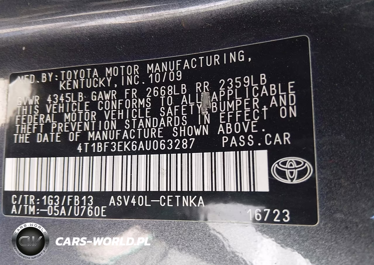 2010 Toyota Camry Le VIN:4T1BF3EK6AU063287 - 9