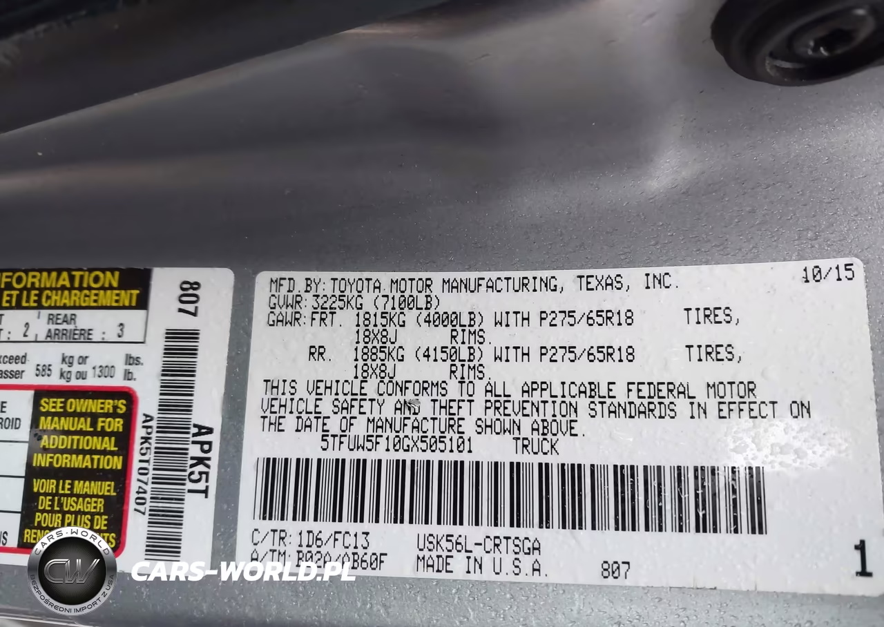 2016 Toyota Tundra Sr5 5.7L V8 VIN:5TFUW5F10GX505101 - 9