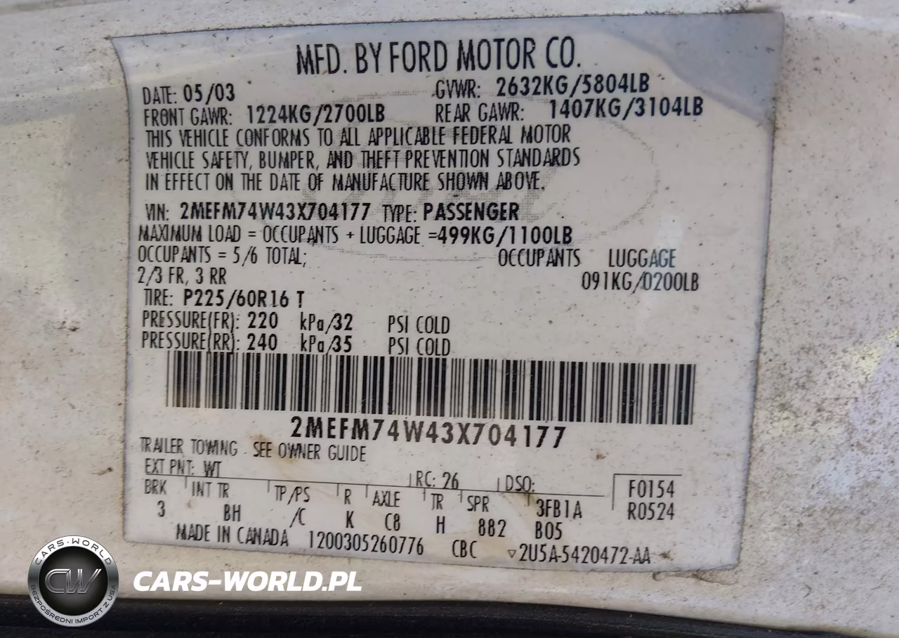 2003 Mercury Grand Marquis Gs VIN:2MEFM74W43X704177 - 9