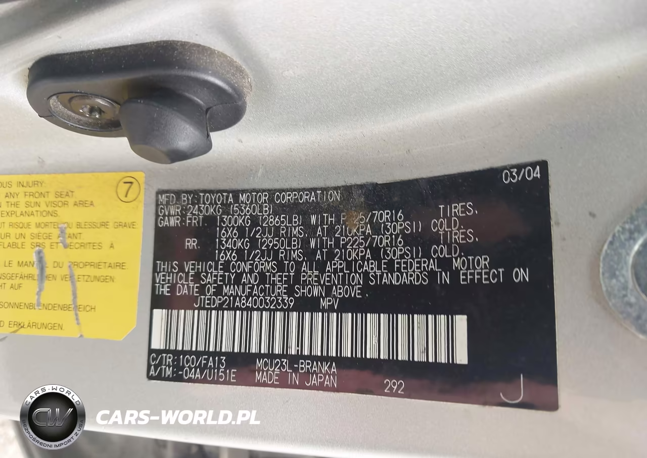 2004 Toyota Highlander V6 VIN:JTEDP21A840032339 - 9