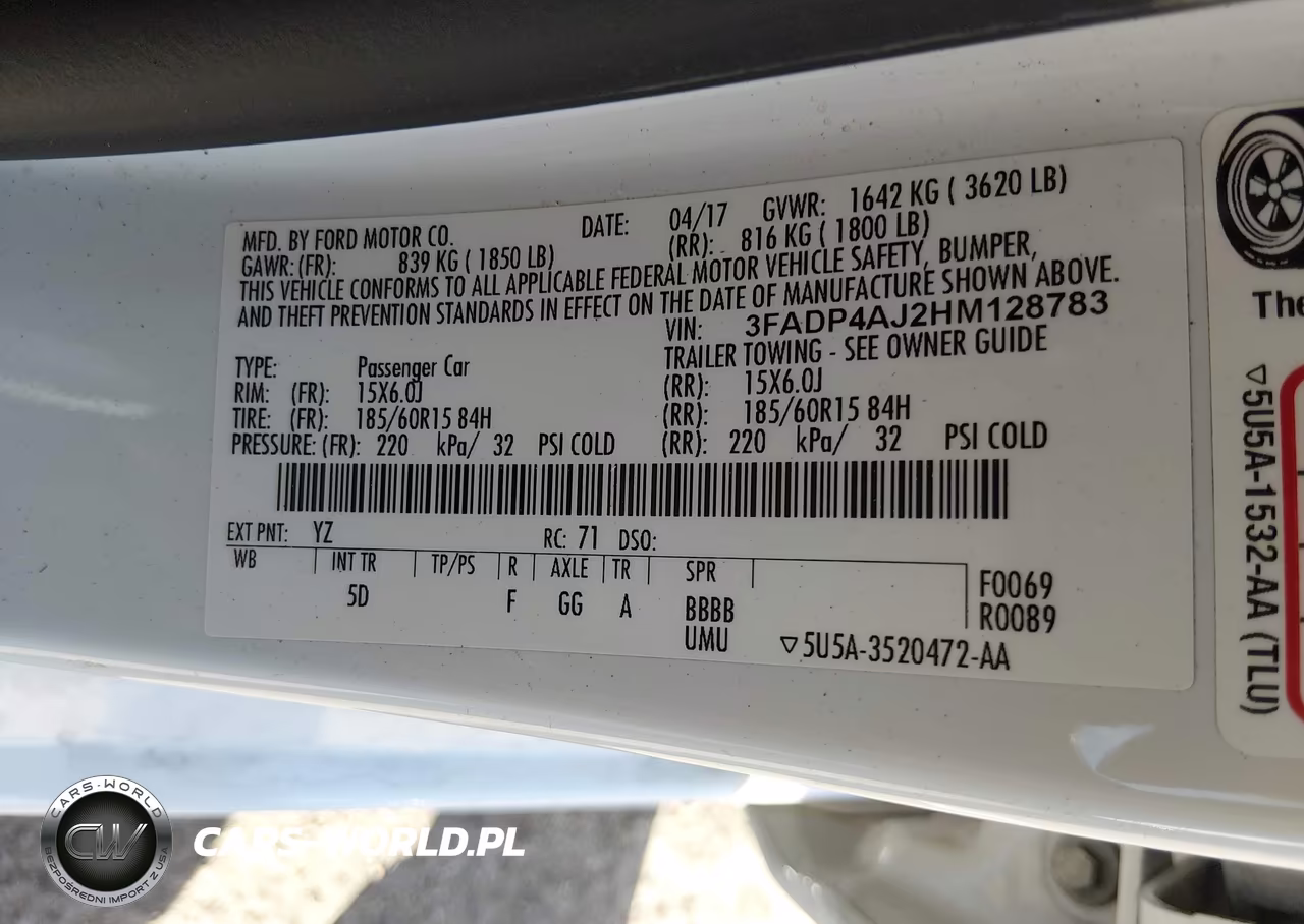2017 Ford Fiesta S VIN:3FADP4AJ2HM128783 - 9