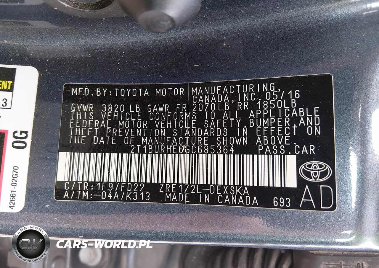 2016 Toyota Corolla S VIN:2T1BURHE6GC685364 - 9