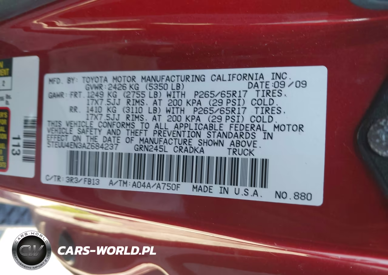 2010 Toyota Tacoma Base V6 VIN:5TEUU4EN3AZ684237 - 9