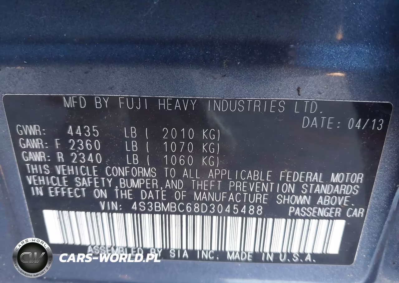 2013 Subaru Legacy 2.5I Premium VIN:4S3BMBC68D3045488 - 9