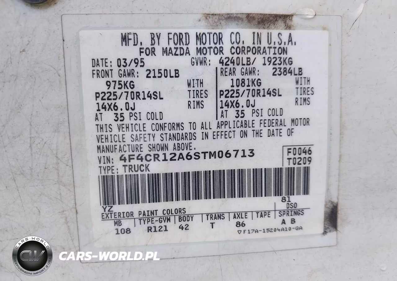 1995 Mazda B2300 VIN:4F4CR12A6STM06713 - 9