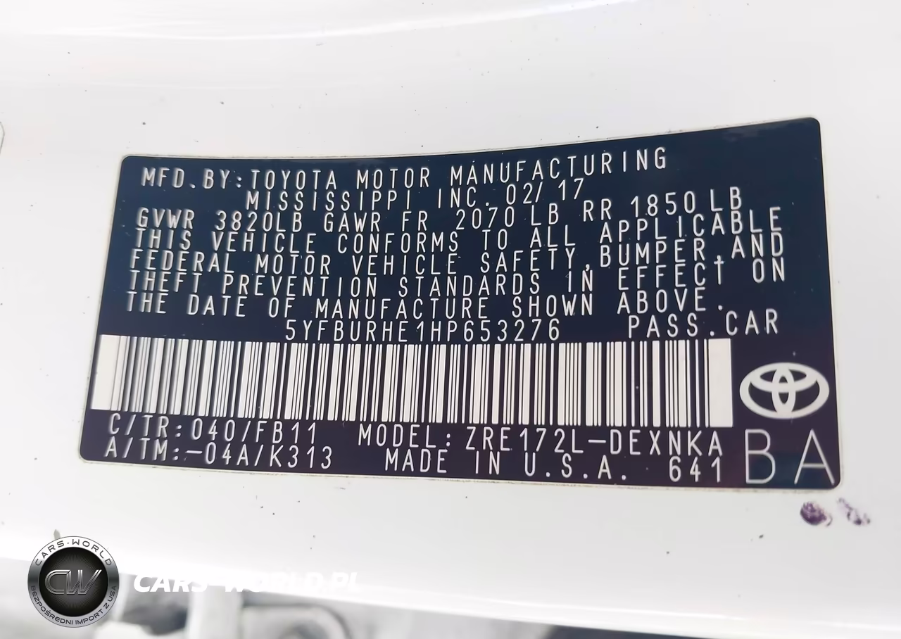 2017 Toyota Corolla Le VIN:5YFBURHE1HP653276 - 9