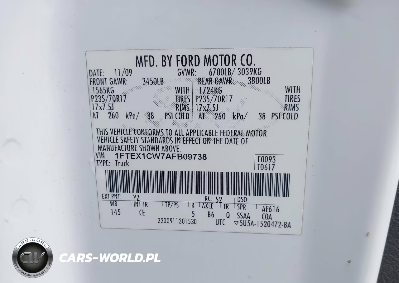 2010 Ford F-150 Stx-Xl VIN:1FTEX1CW7AFB09738 - 9