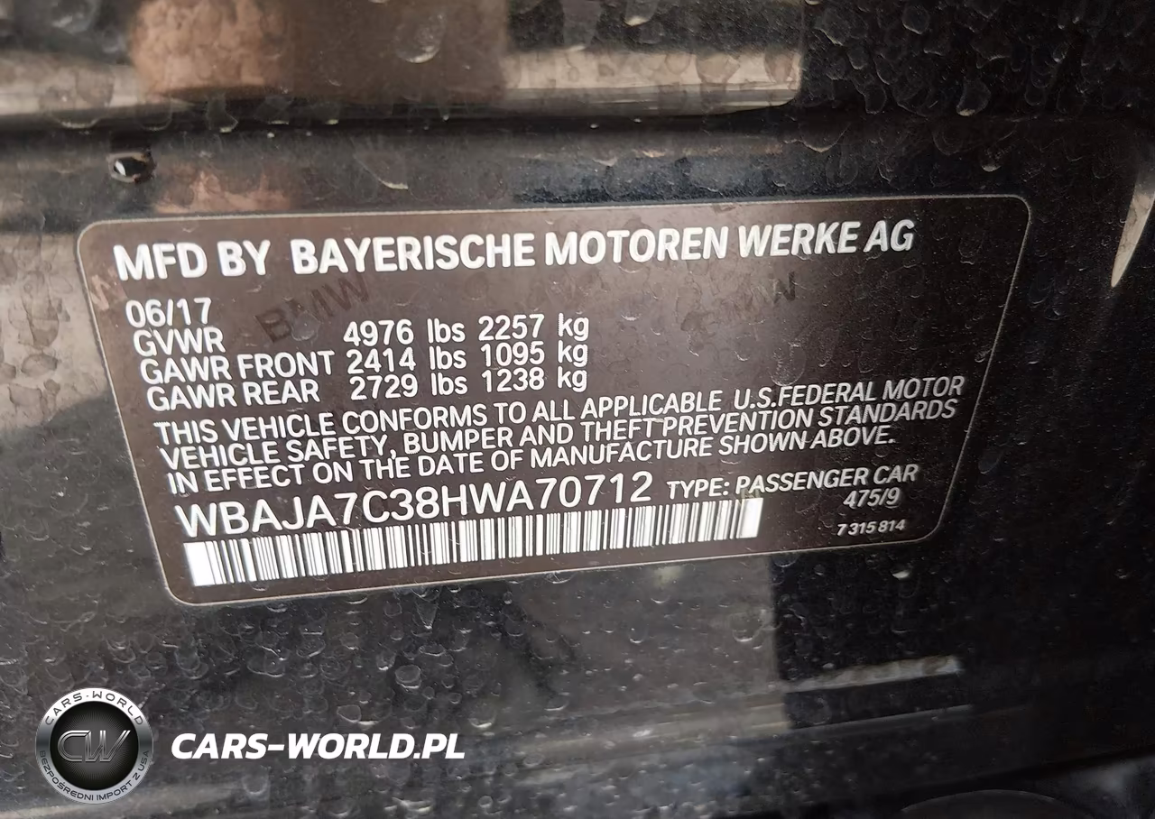 2017 BMW 530I xDrive VIN:WBAJA7C38HWA70712 - 9