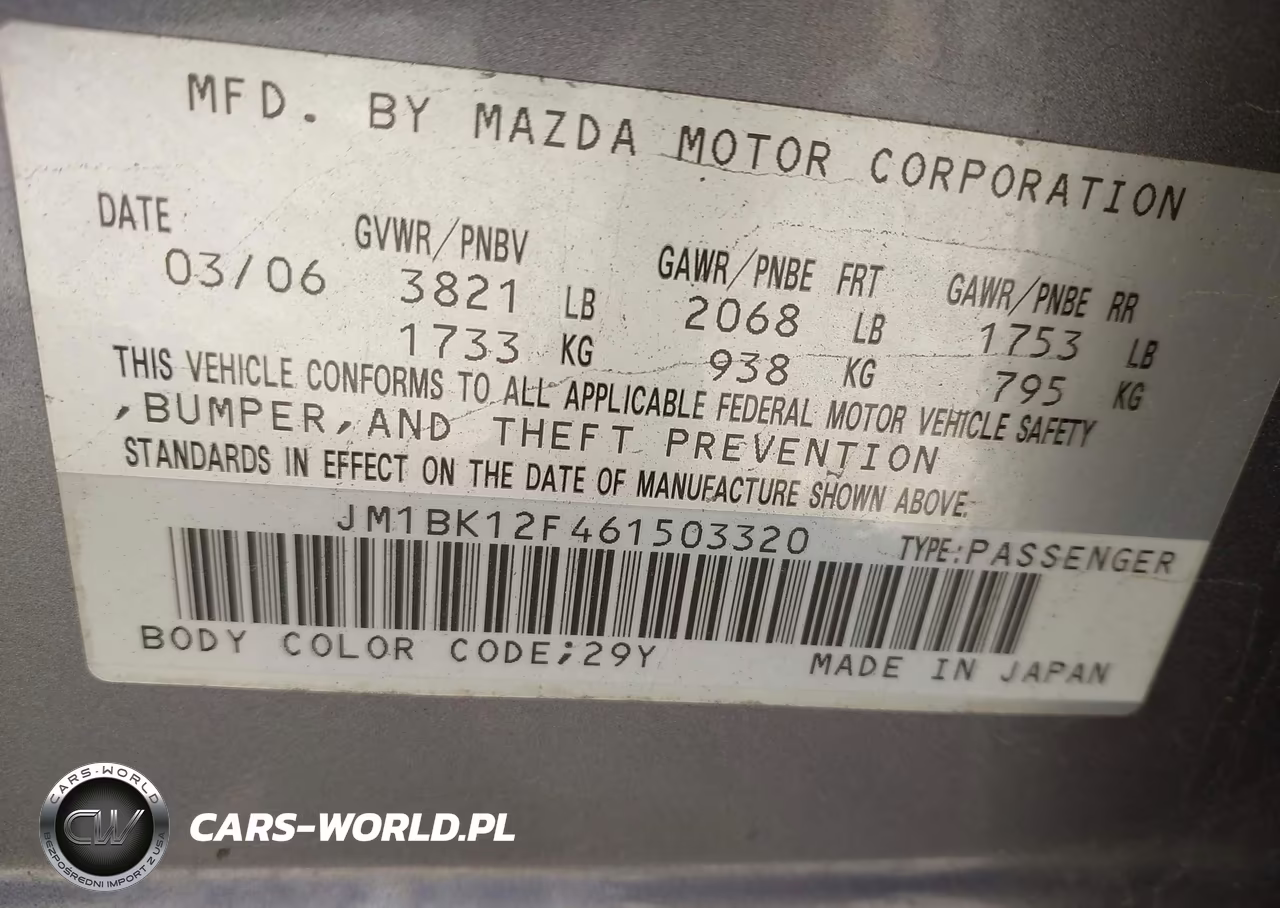 2006 Mazda Mazda3 I VIN:JM1BK12F461503320 - 9
