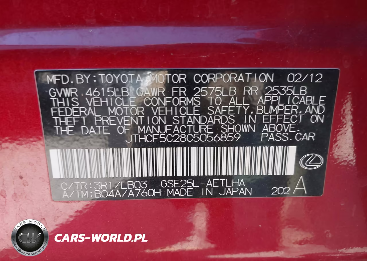 2012 Lexus Is 250 VIN:JTHCF5C28C5056859 - 9