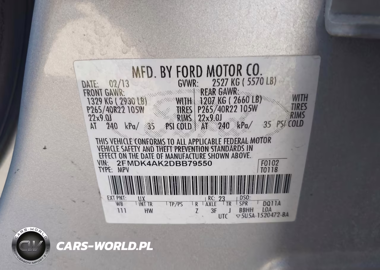 2013 Ford Edge Sport VIN:2FMDK4AK2DBB79550 - 9
