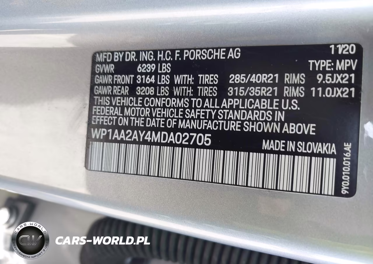 2021 Porsche Cayenne VIN:WP1AA2AY4MDA02705 - 9