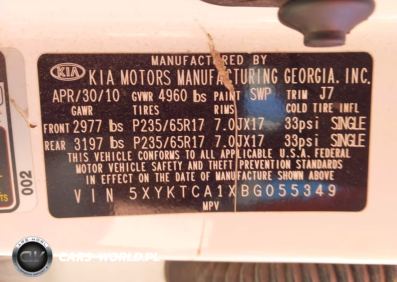2011 Kia Sorento Lx VIN:5XYKTCA1XBG055349 - 9