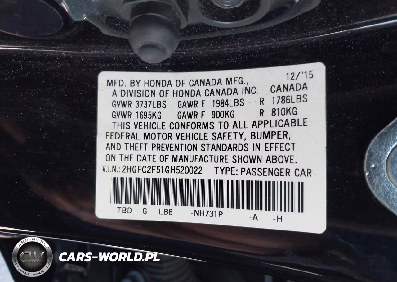 2016 Honda Civic Lx VIN:2HGFC2F51GH520022 - 9