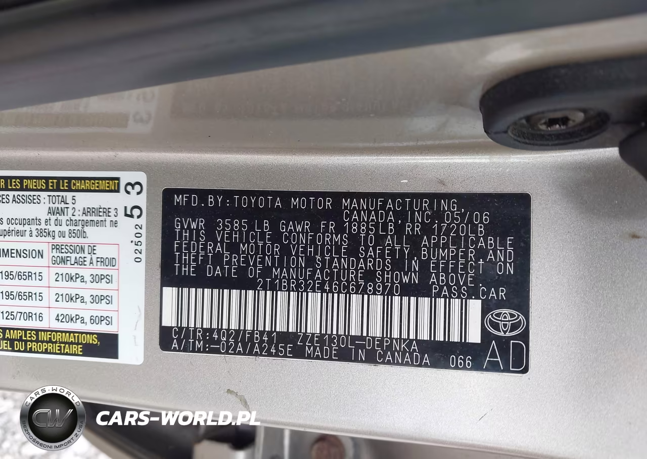 2006 Toyota Corolla Le VIN:2T1BR32E46C678970 - 9