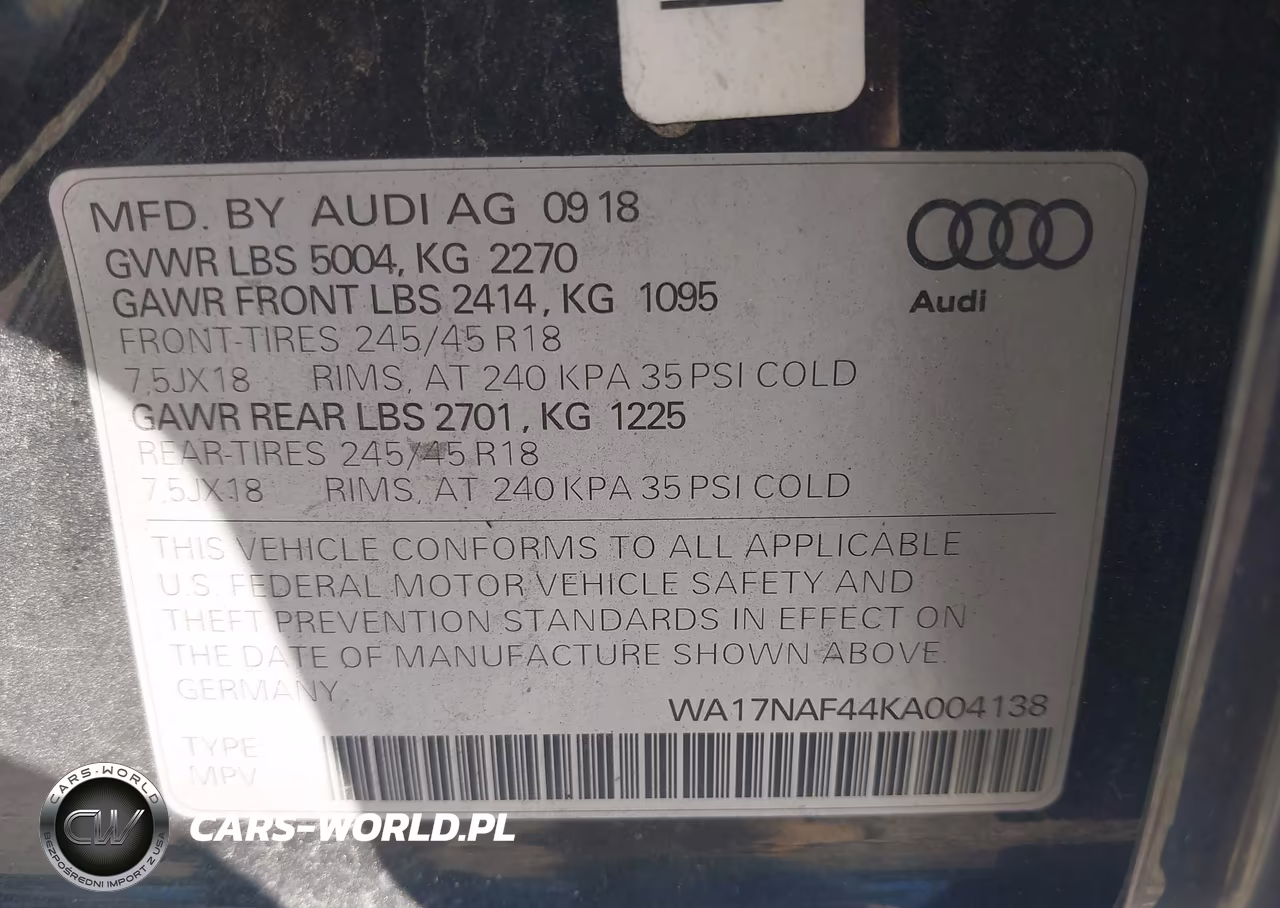 2019 Audi A4 Allroad 45 Premium VIN:WA17NAF44KA004138 - 9