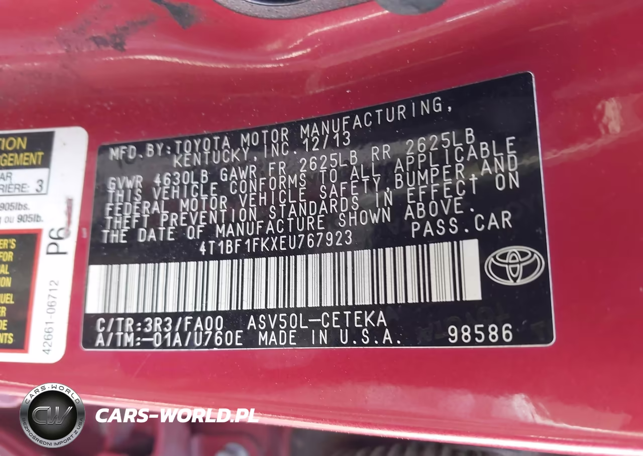 2014 Toyota Camry L VIN:4T1BF1FKXEU767923 - 9