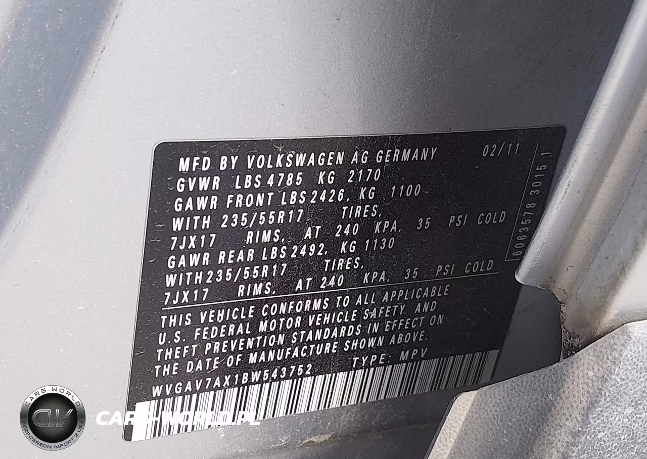 2011 Volkswagen Tiguan Se VIN:WVGAV7AX1BW543752 - 9