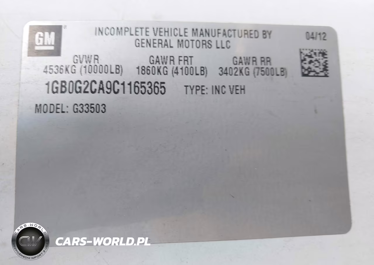 2012 Chevrolet Express Cutaway Work Van VIN:1GB0G2CA9C1165365 - 8