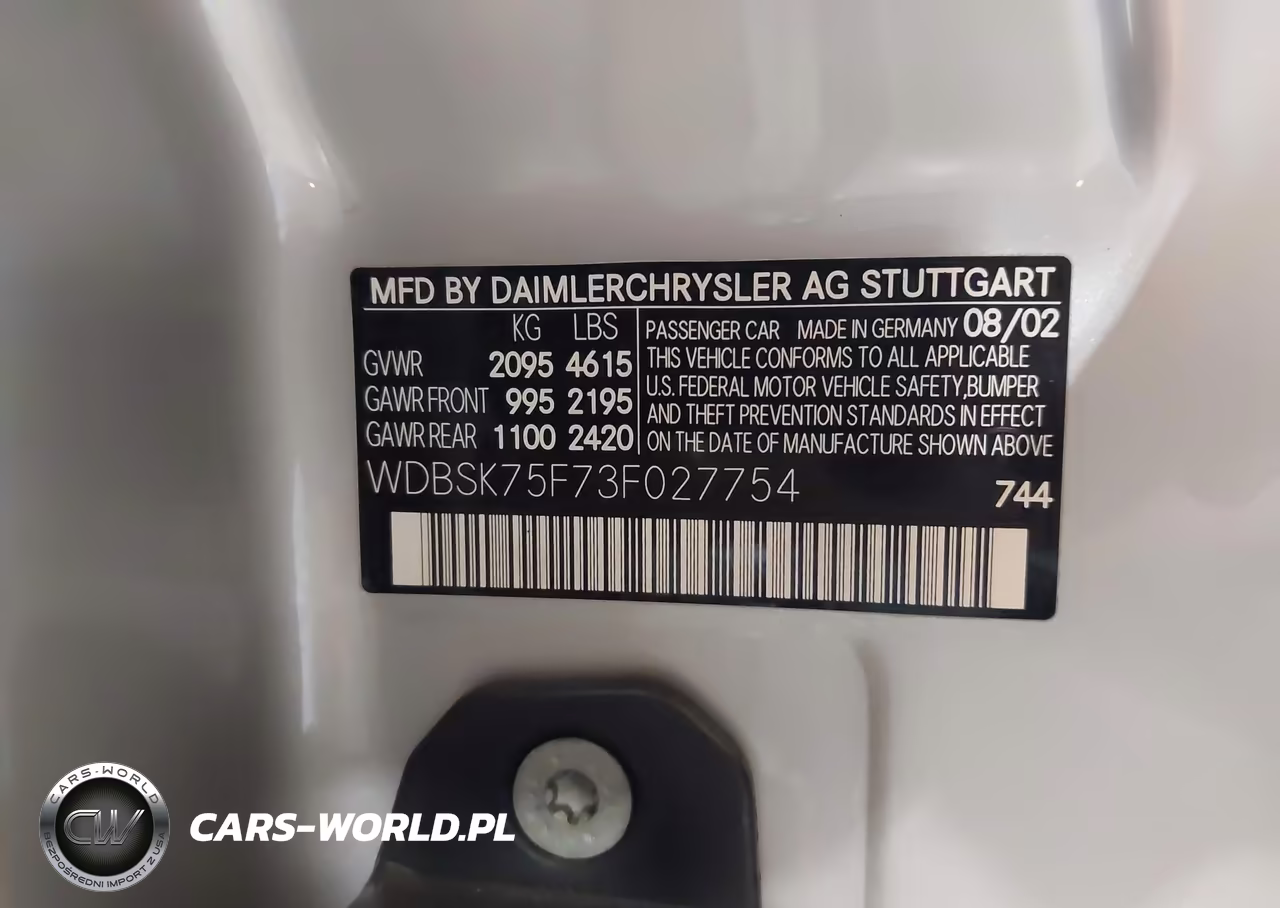 2003 Mercedes-Benz Sl 500 VIN:WDBSK75F73F027754 - 9