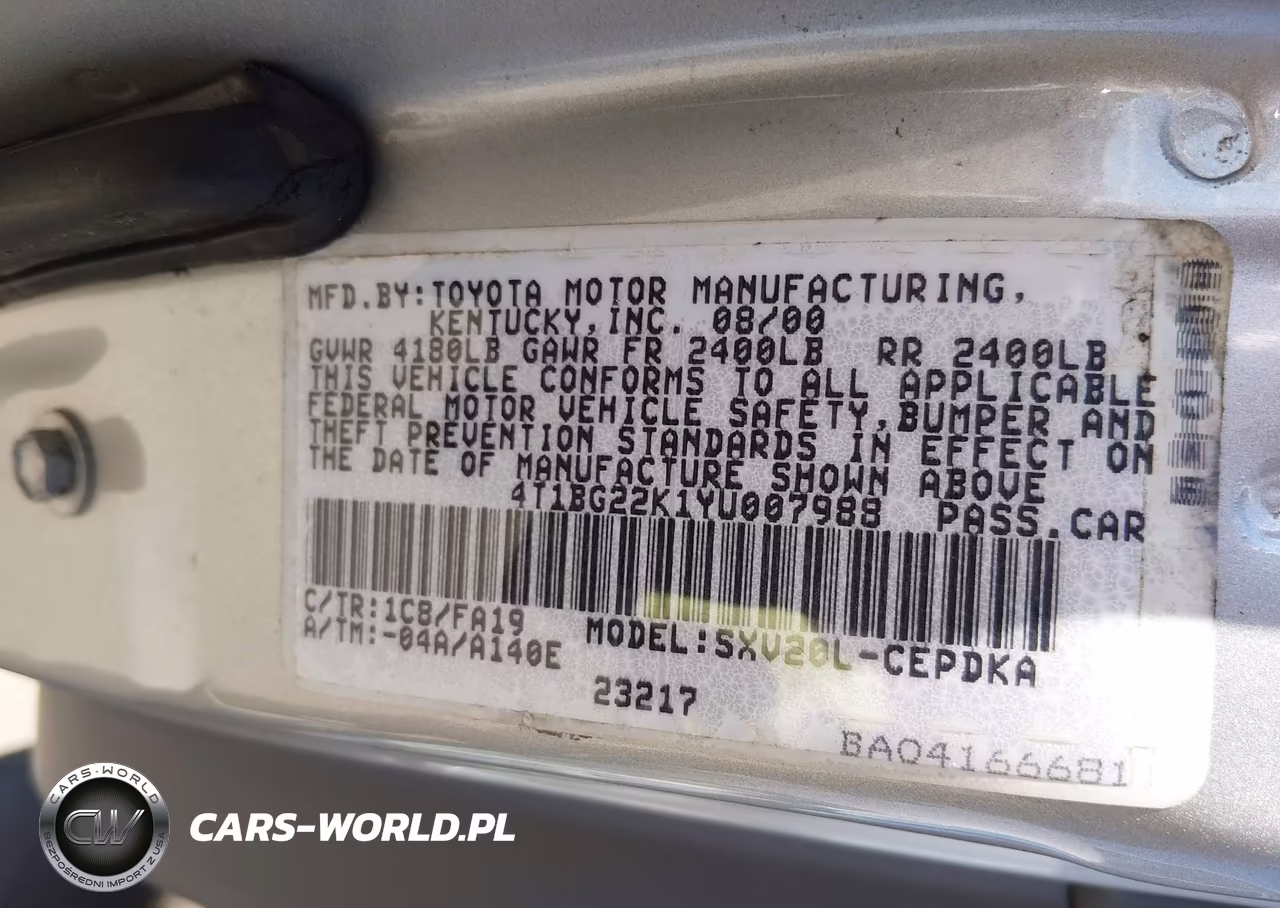 2000 Toyota Camry Ce VIN:4T1BG22K1YU007988 - 9