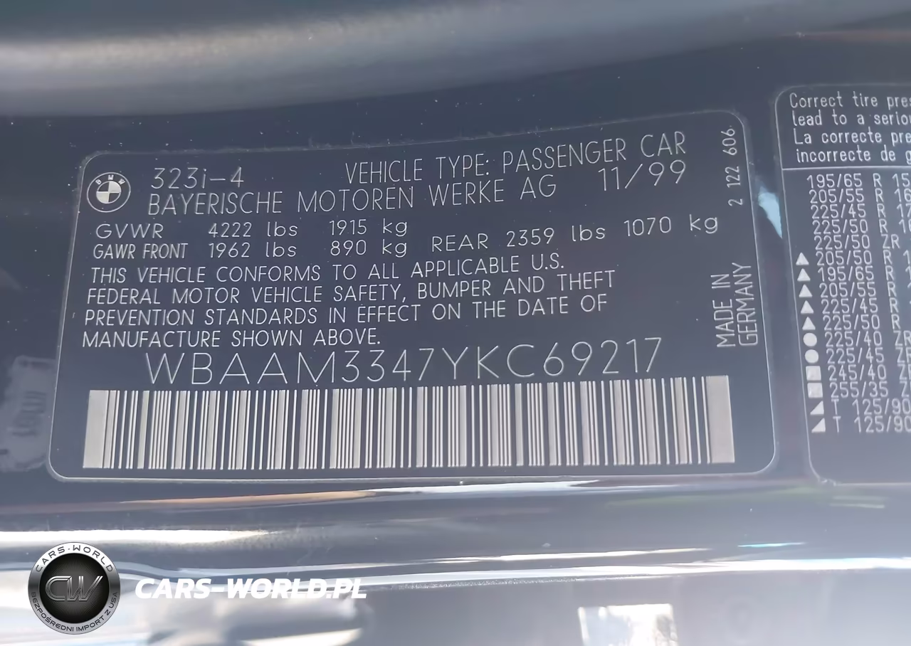 2000 BMW 323I VIN:WBAAM3347YKC69217 - 9