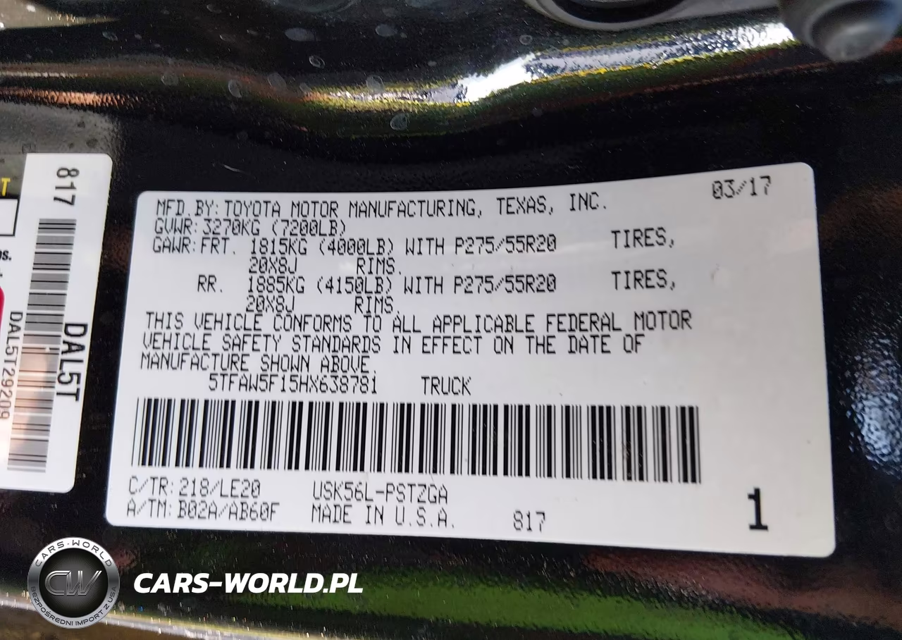 2017 Toyota Tundra Platinum 5.7L V8 VIN:5TFAW5F15HX638781 - 9