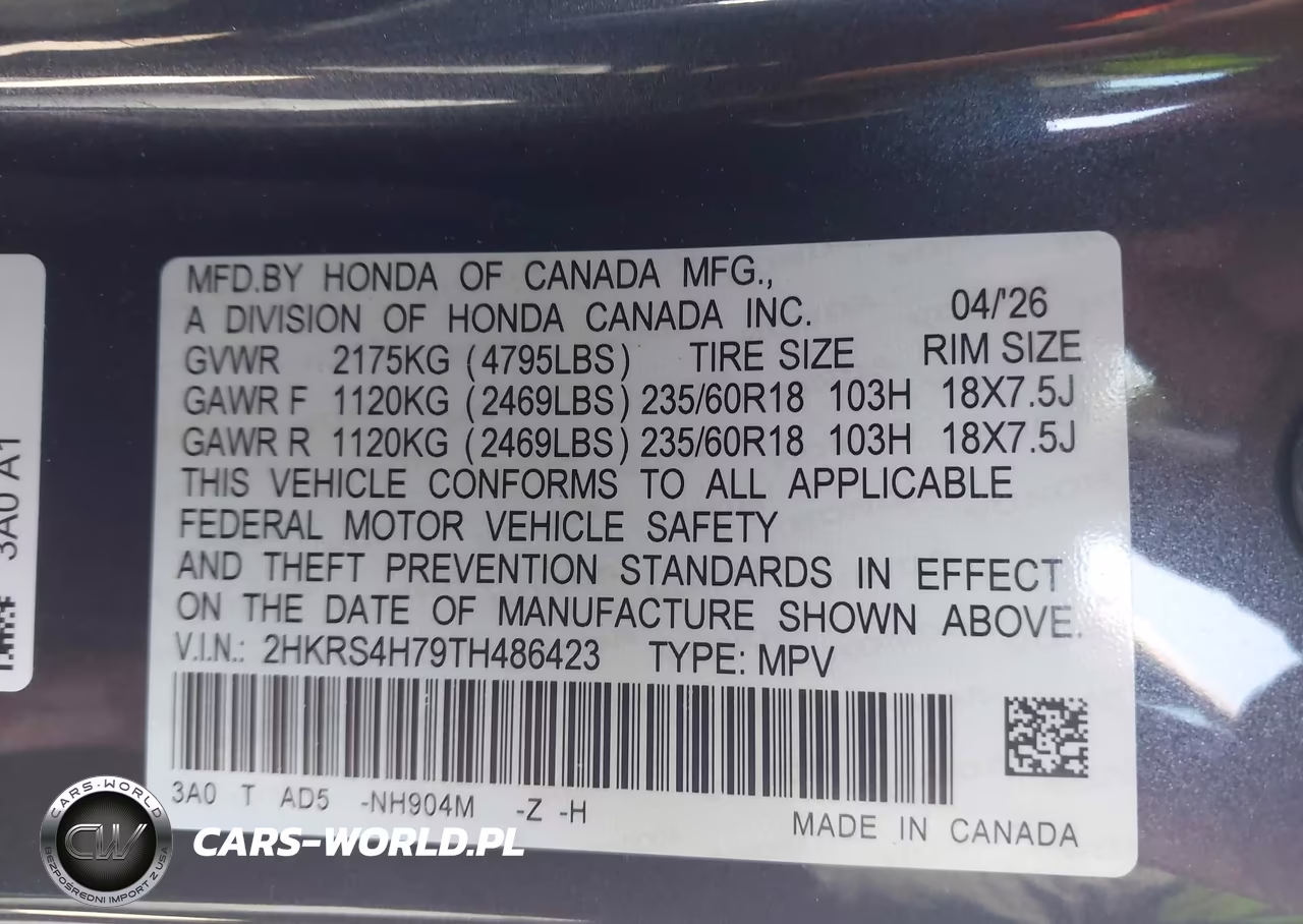 2026 Honda Cr-V Ex-L Awd VIN:2HKRS4H79TH486423 - 9