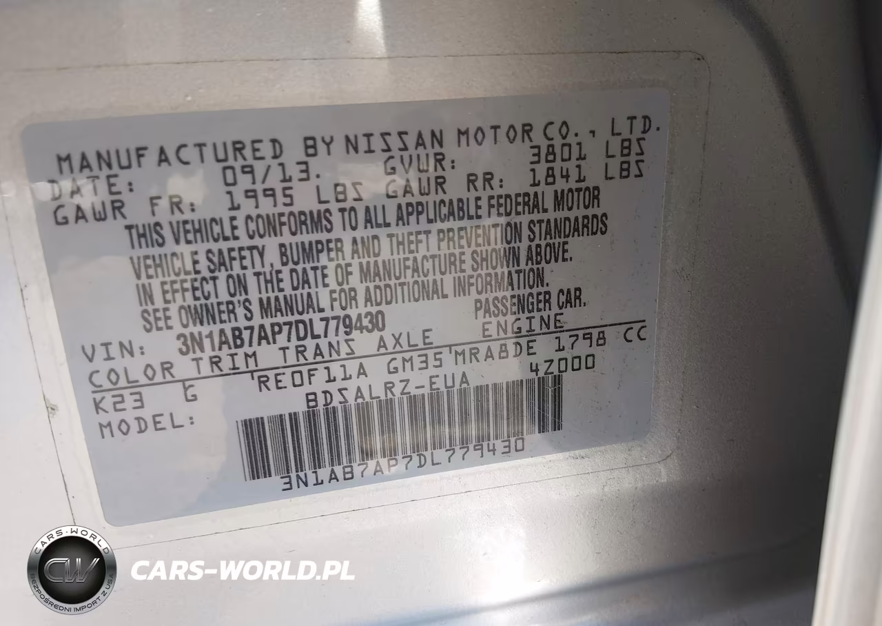 2013 Nissan Sentra Sr VIN:3N1AB7AP7DL779430 - 9