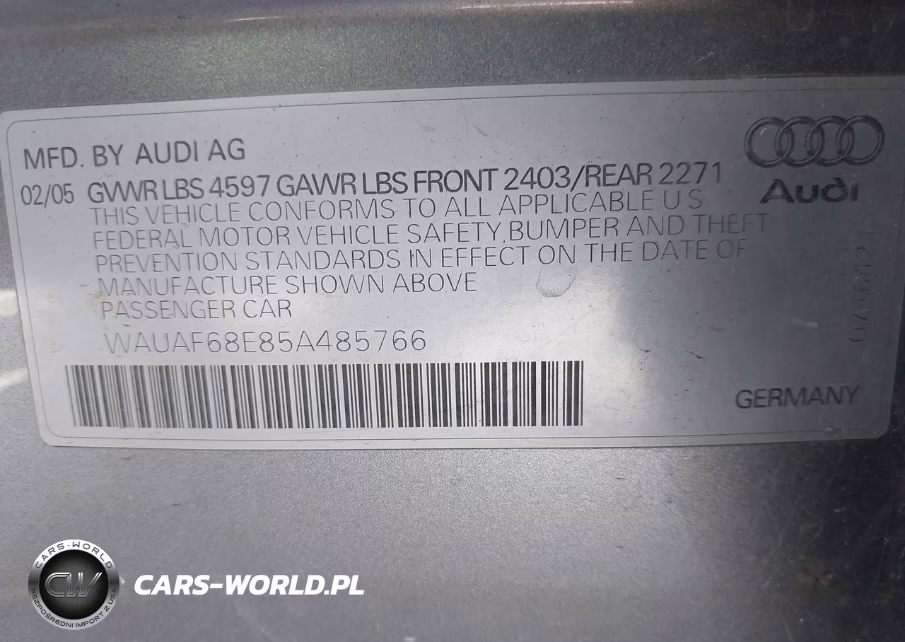 2005 Audi A4 2.0T VIN:WAUAF68E85A485766 - 9