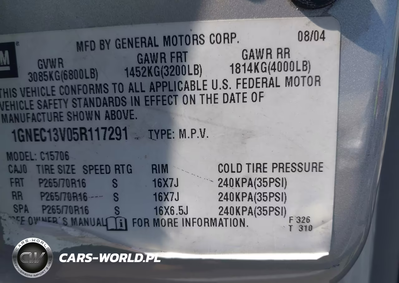 2005 Chevrolet Tahoe Ls VIN:1GNEC13V05R117291 - 9
