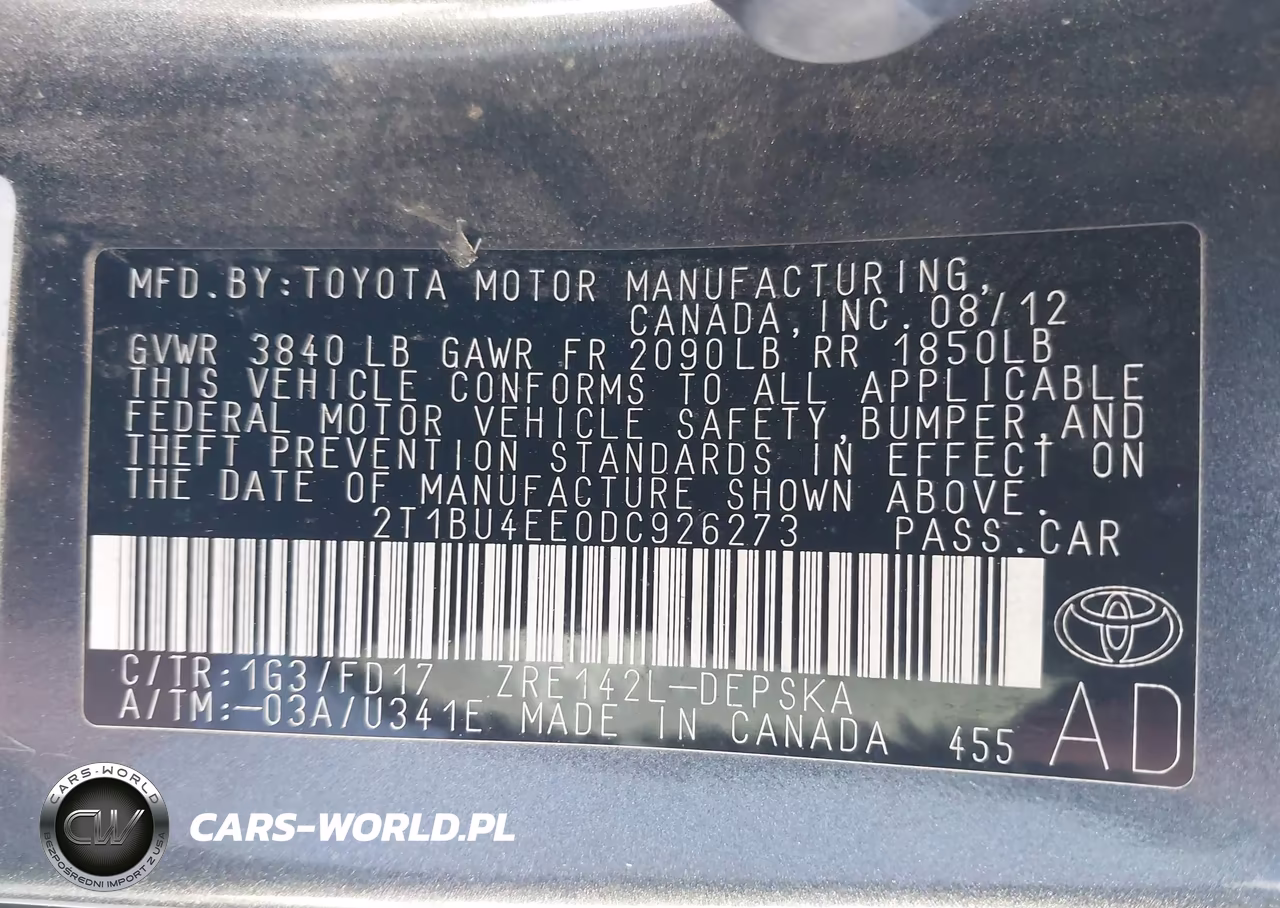2013 Toyota Corolla S VIN:2T1BU4EE0DC926273 - 9