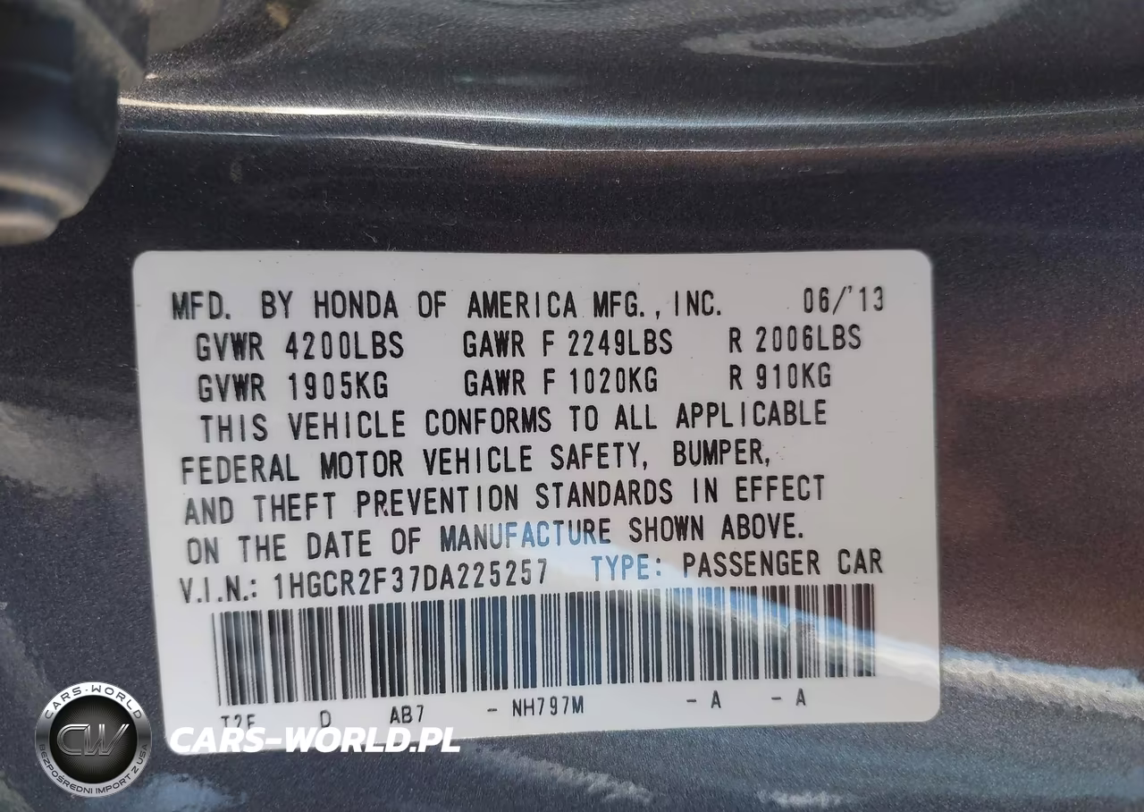 2013 Honda Accord Lx VIN:1HGCR2F37DA225257 - 9