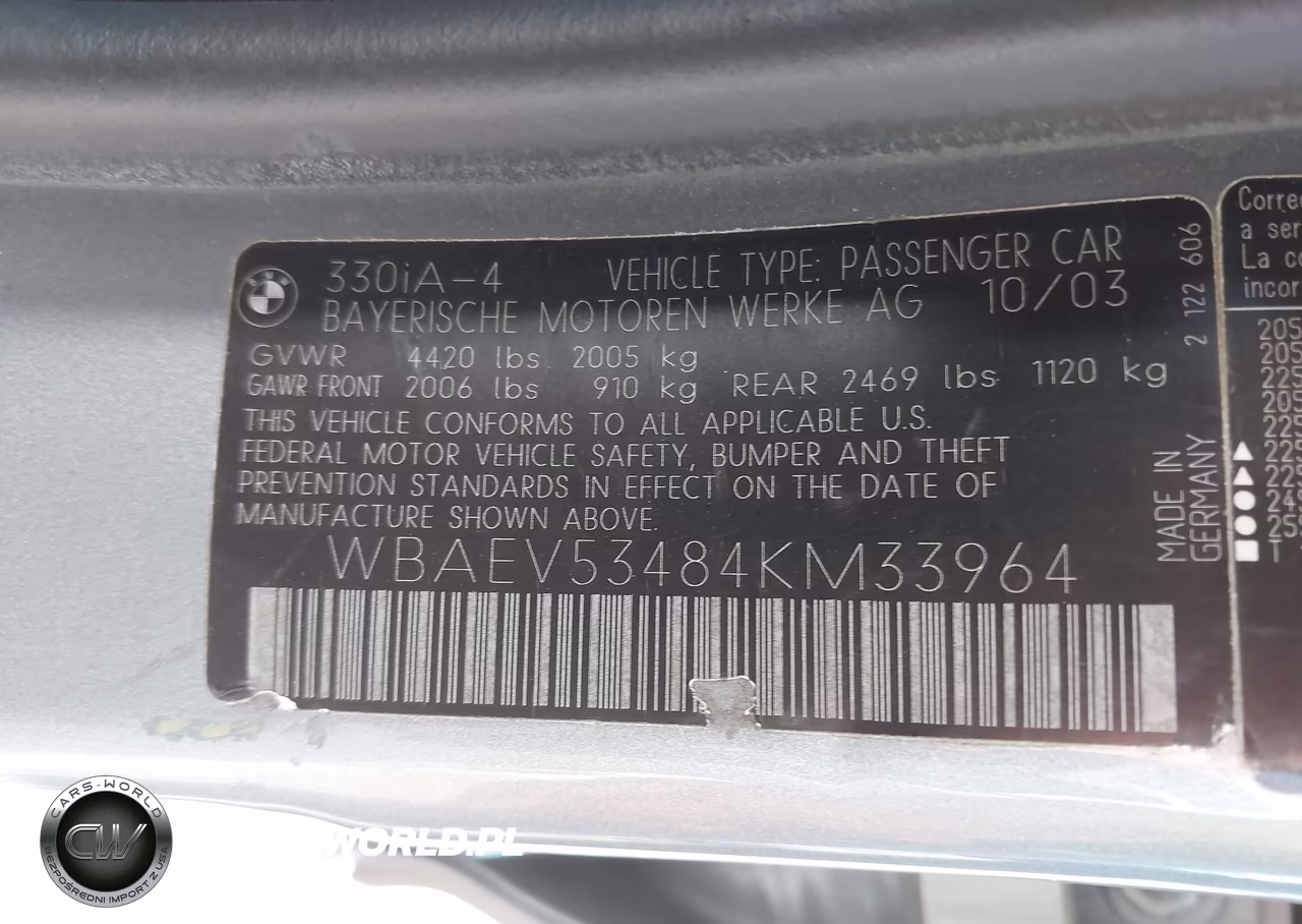 2004 BMW 330I VIN:WBAEV53484KM33964 - 9