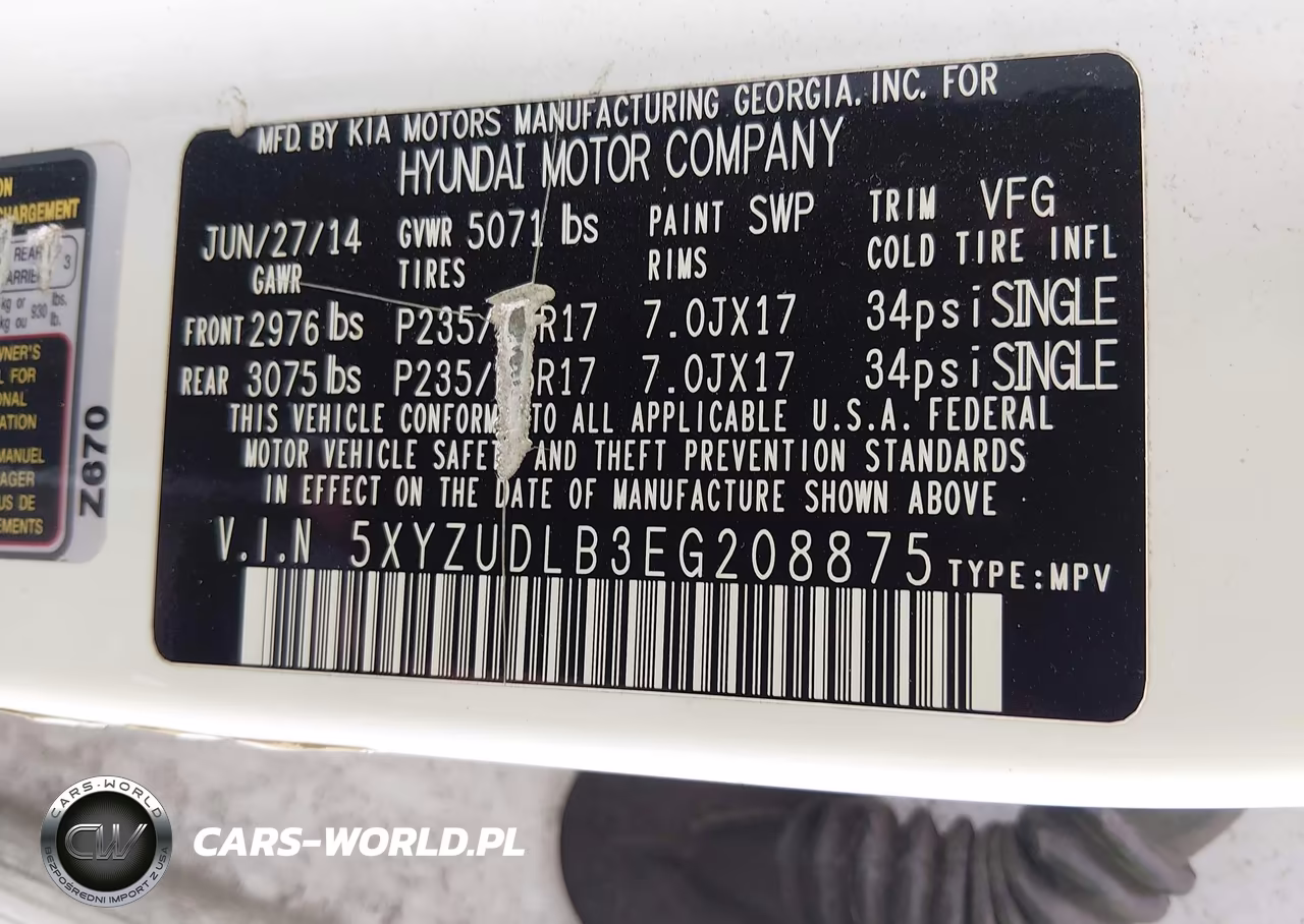 2014 Hyundai Santa Fe Sport 2.4L VIN:5XYZUDLB3EG208875 - 9