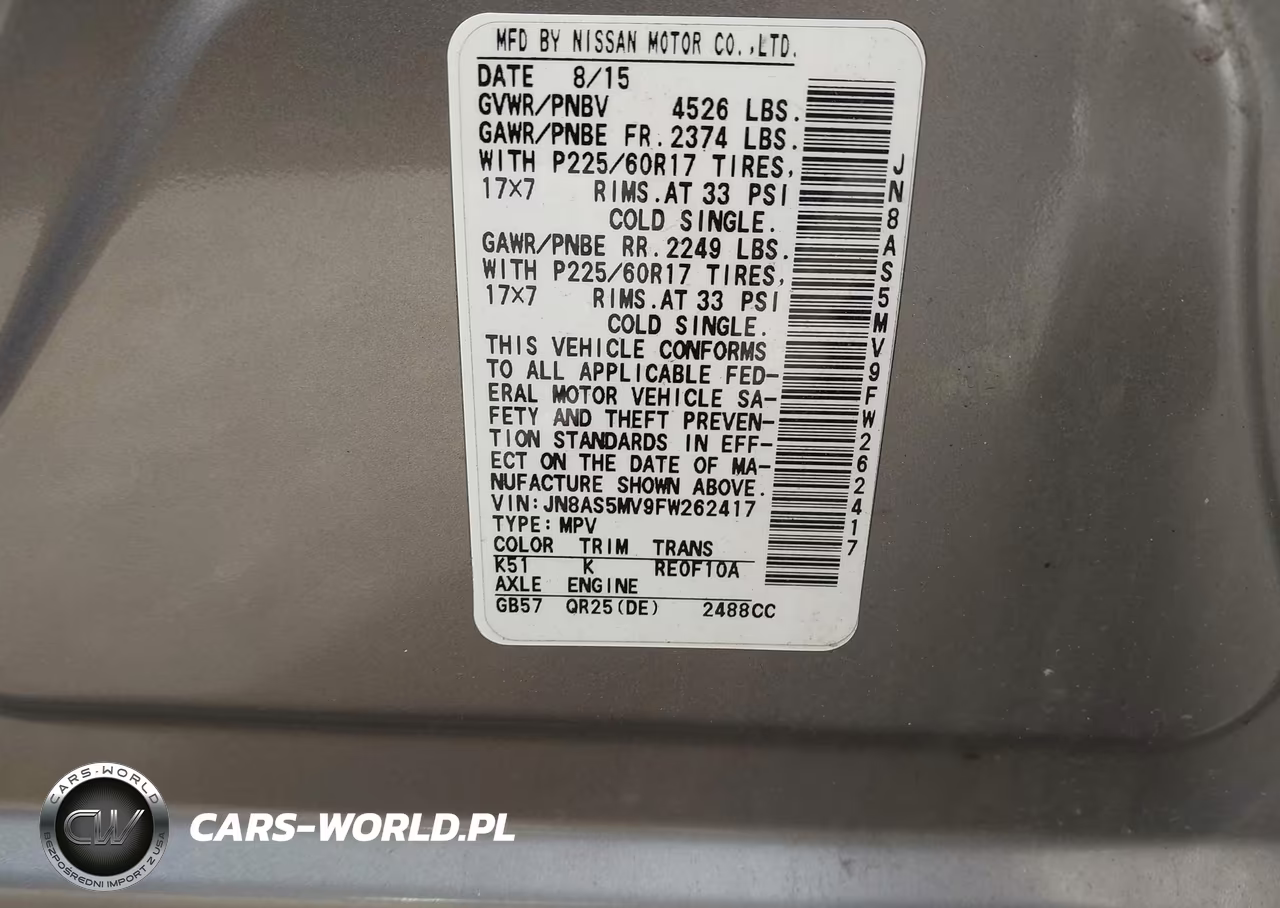 2015 Nissan Rogue Select S VIN:JN8AS5MV9FW262417 - 9