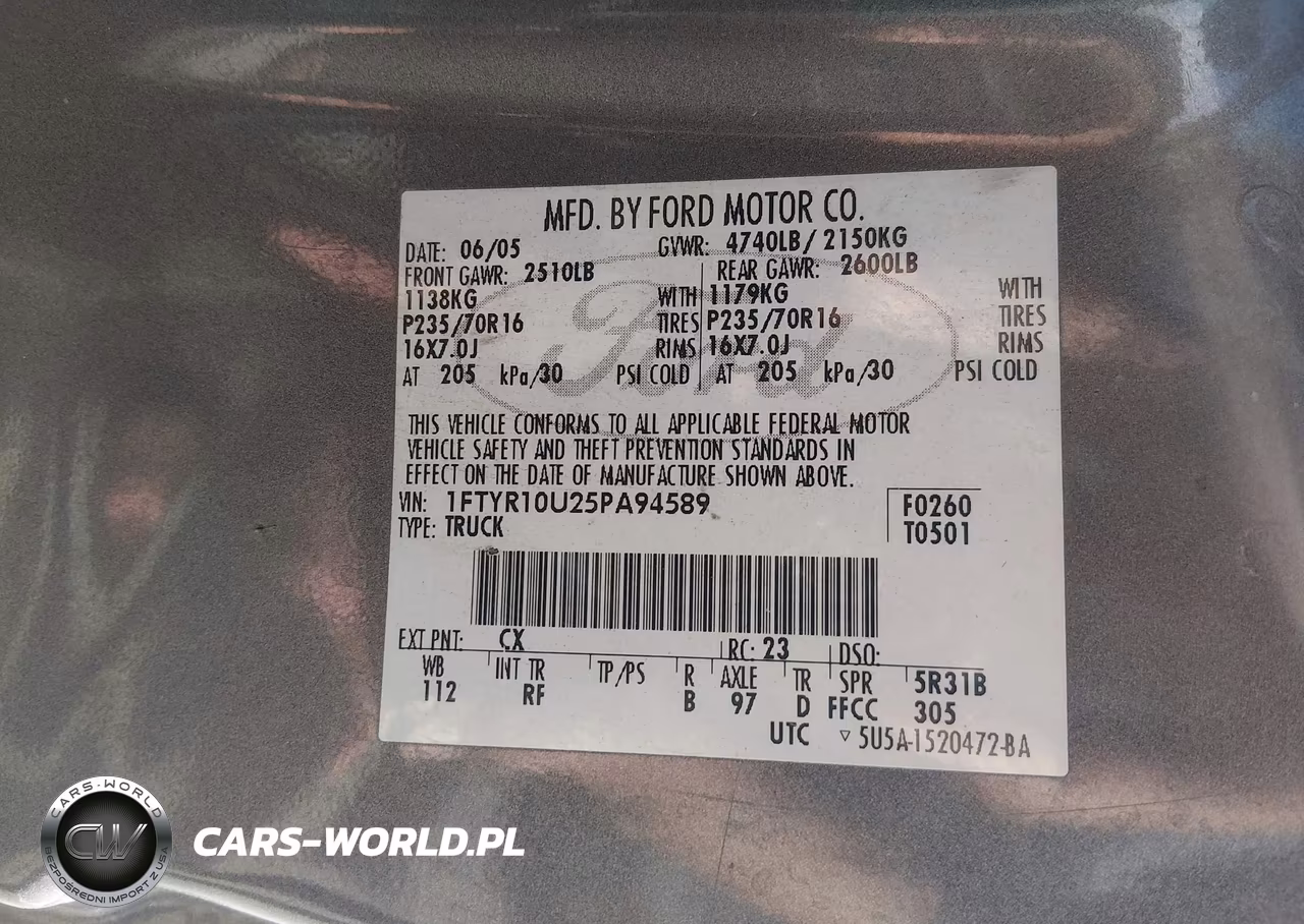 2005 Ford Ranger Edge-Stx-Xl-Xls-Xlt VIN:1FTYR10U25PA94589 - 9