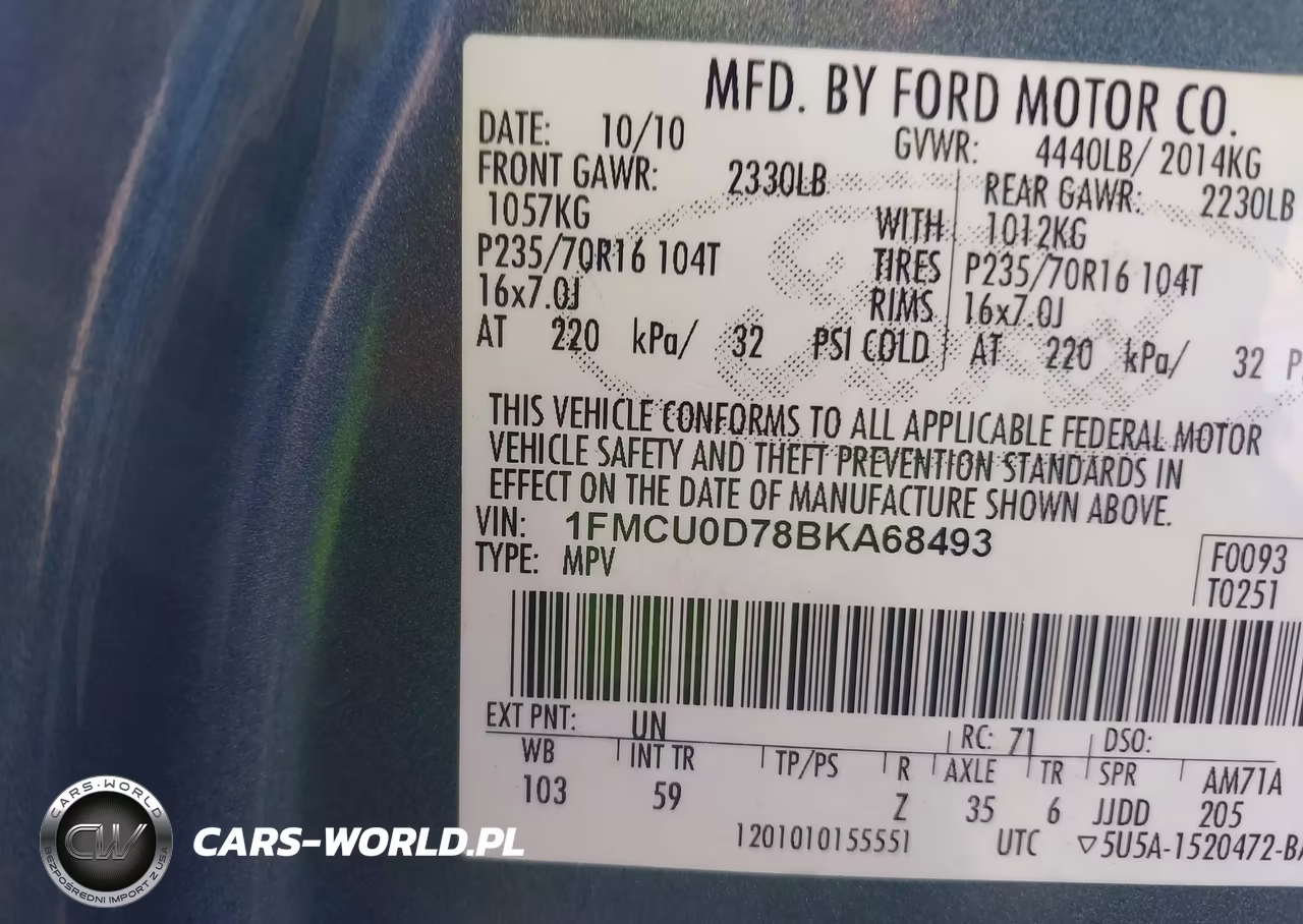 2011 Ford Escape Xlt VIN:1FMCU0D78BKA68493 - 9