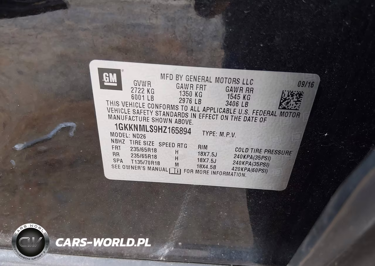 2017 GMC Acadia Slt-1 VIN:1GKKNMLS9HZ165894 - 9