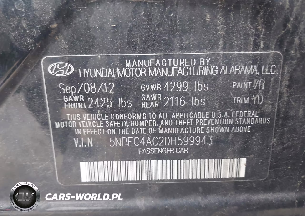 2013 Hyundai Sonata Limited VIN:5NPEC4AC2DH599943 - 9